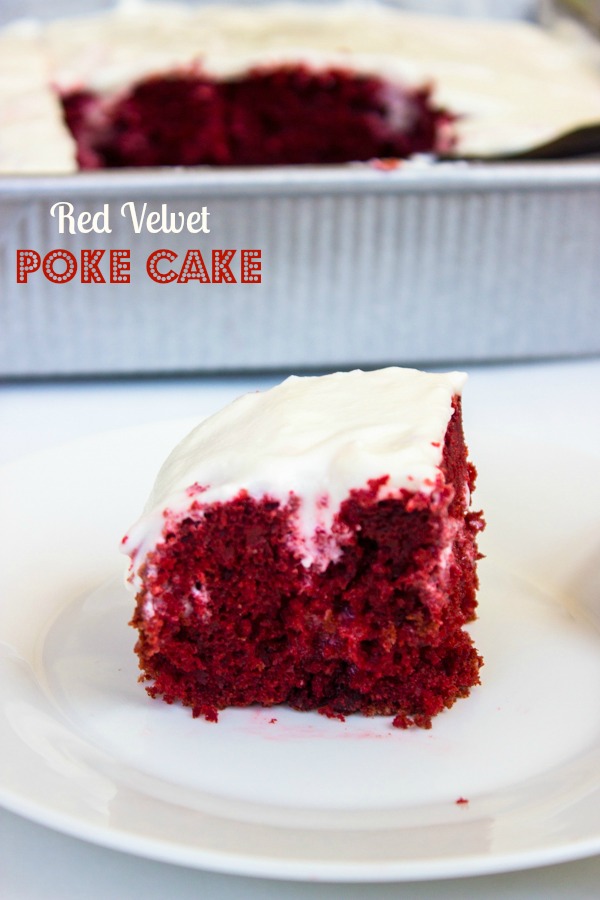 Red Velvet Poke Cake with Cream Cheese Frosting