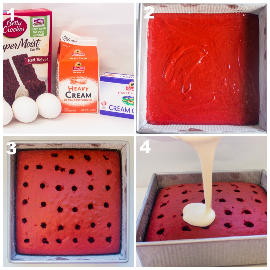 Red Velvet Poke Cake with Cream Cheese Frosting