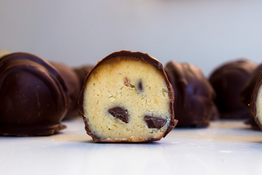 Chocolate Chip Cookie Dough Truffles {Raw, Edible}