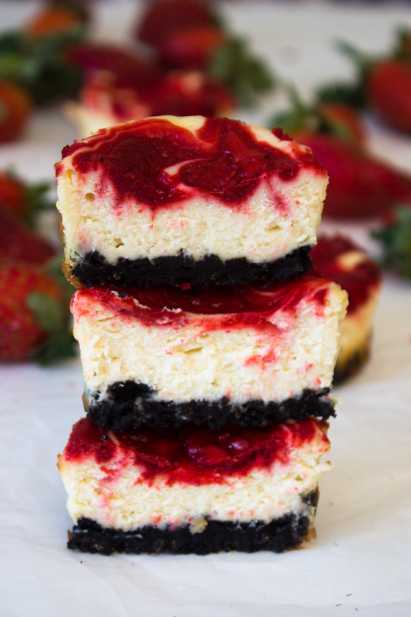 Mini Strawberry Swirl Cheesecakes