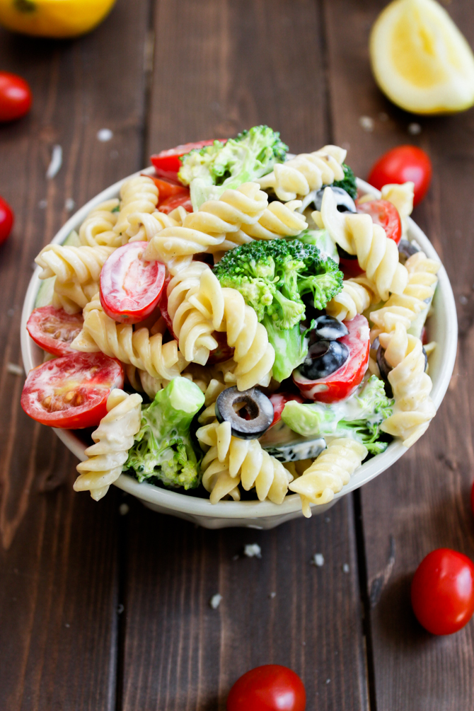 Pasta & Broccoli Salad with Creamy Lemon Dressing