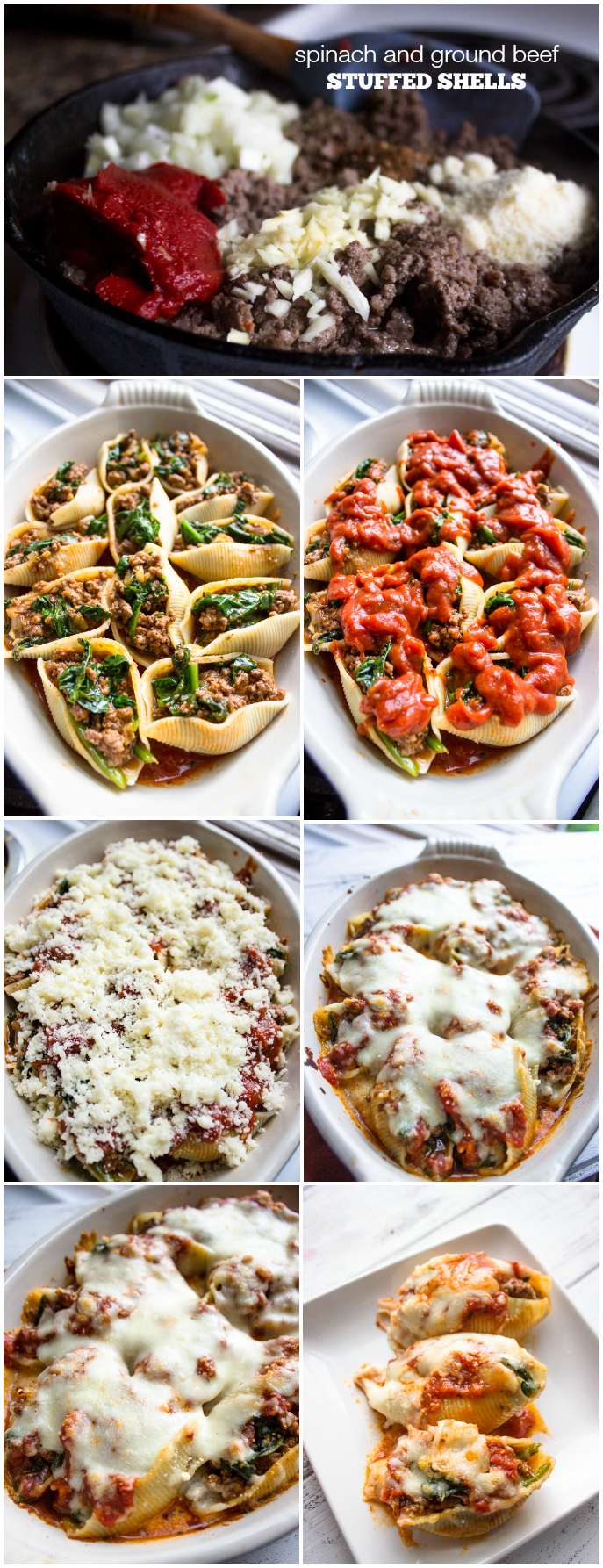 Spinach and Ground Beef Stuffed Shells