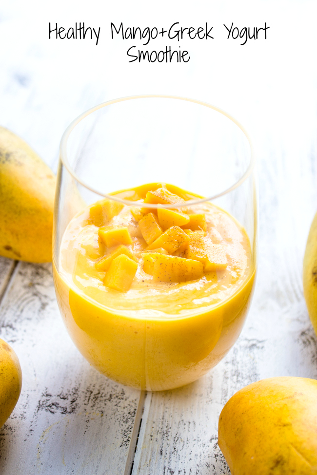 Healthy Mango and Greek Yogurt Smoothie {3 Ingredients}