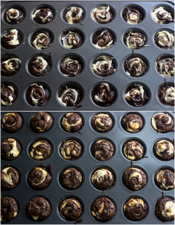 Mini Cheesecake Swirl Brownies
