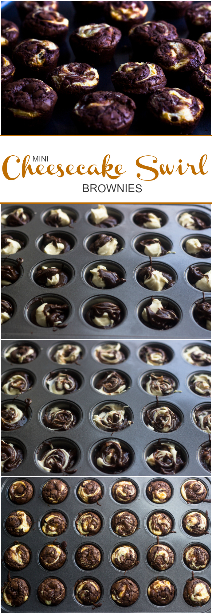 Mini Cheesecake Swirl Brownies