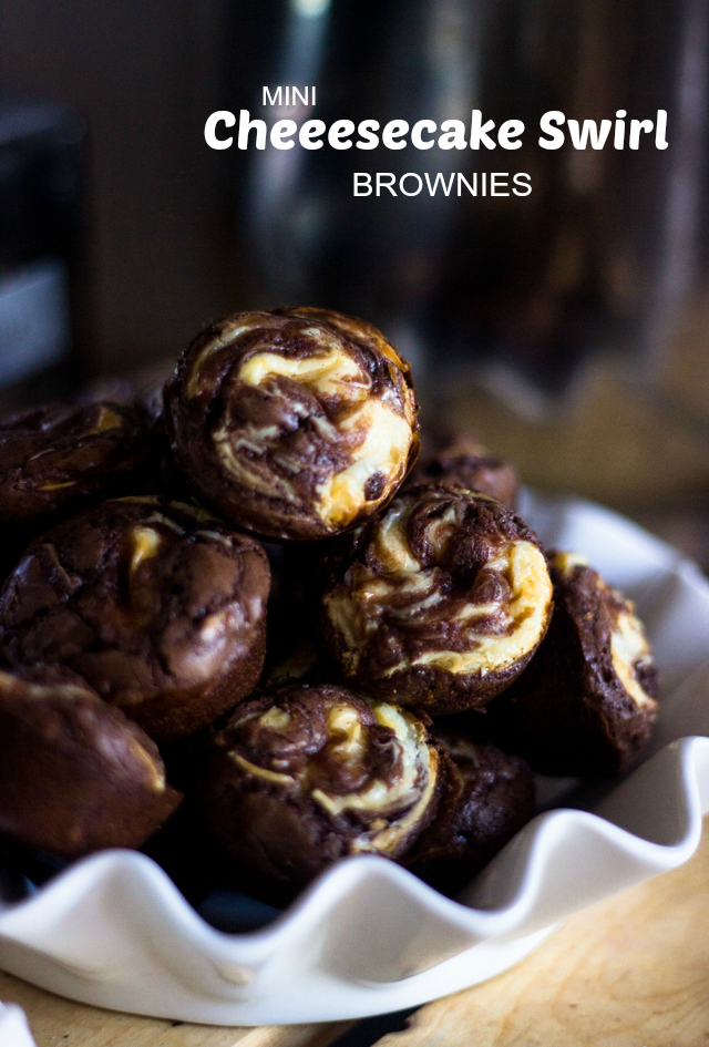 Mini Cheesecake Swirl Brownies