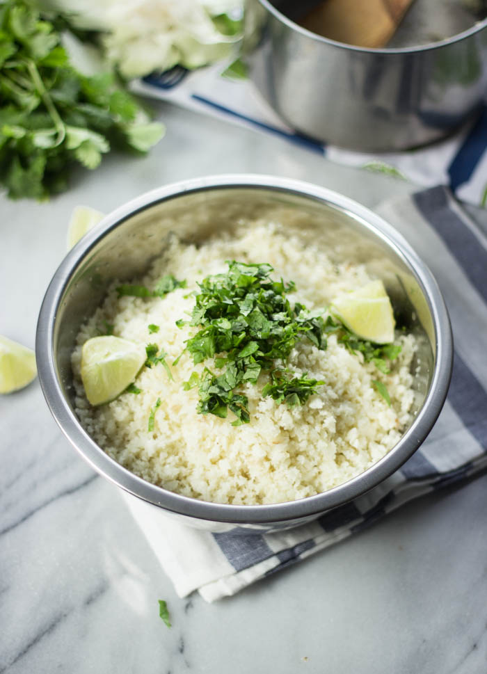 Cilantro Lime Cauliflower "Rice" (Low-carb, Healthy, Quick) #Weightloss #vegan #vegetarian #sides