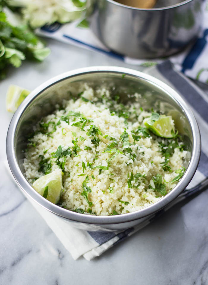 Cilantro Lime Cauliflower "Rice" (Low-carb, Healthy, Quick) #Weightloss #vegan #vegetarian #sides