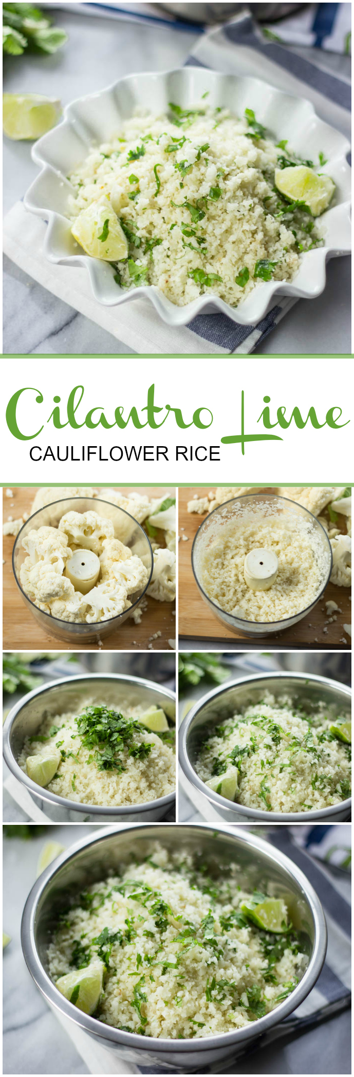 Cilantro Lime Cauliflower "Rice" (Low-carb, Healthy, Quick) #Weightloss #vegan #vegetarian #sides