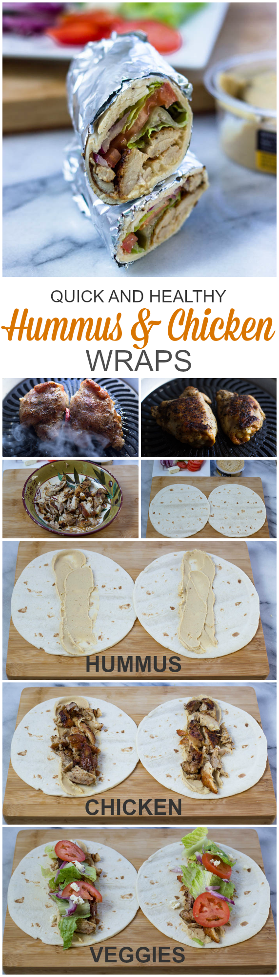 Hummus and chicken Wraps (Quick, Healthy, Adaptable) #easydinner #under30minutes #gyro #shawarma