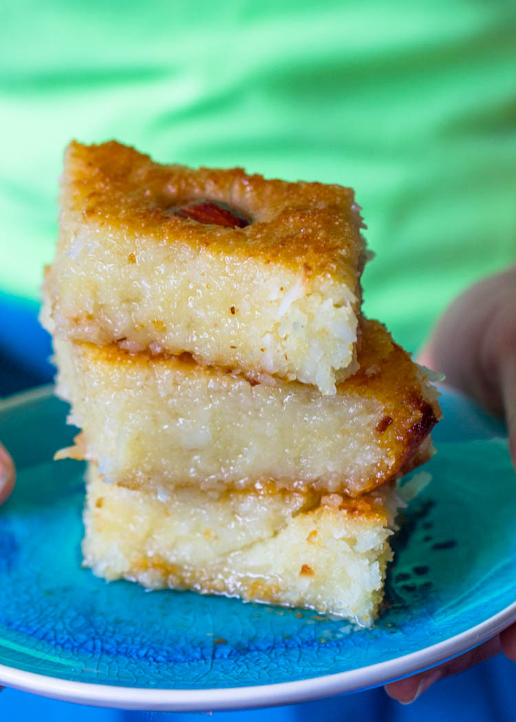 Basbousa Aka Harissa (Coconut Yogurt Semolina Cake)