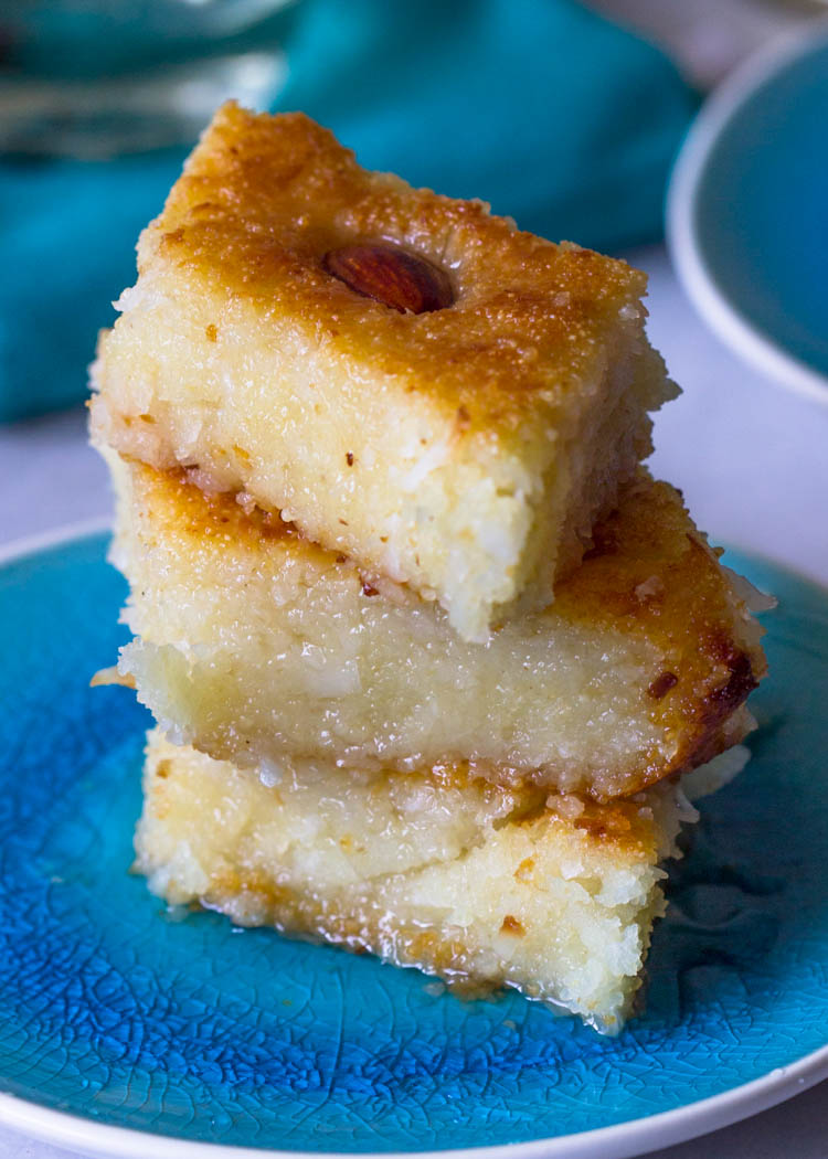 Basbousa (Coconut Yogurt Semolina Cake)