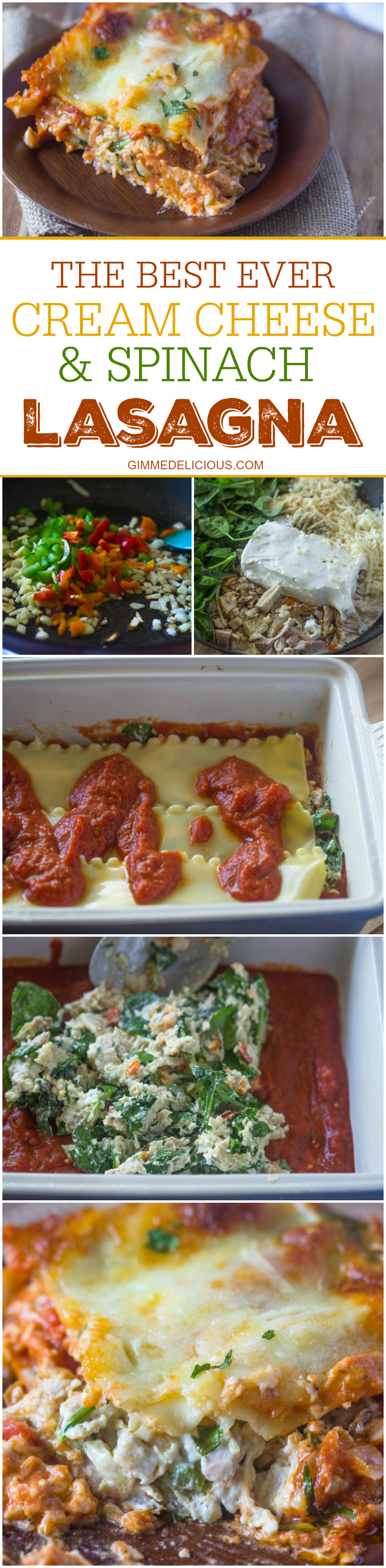 Creamy Chicken, Spinach & Cream Cheese Lasagna #gimmedelicious #leftover