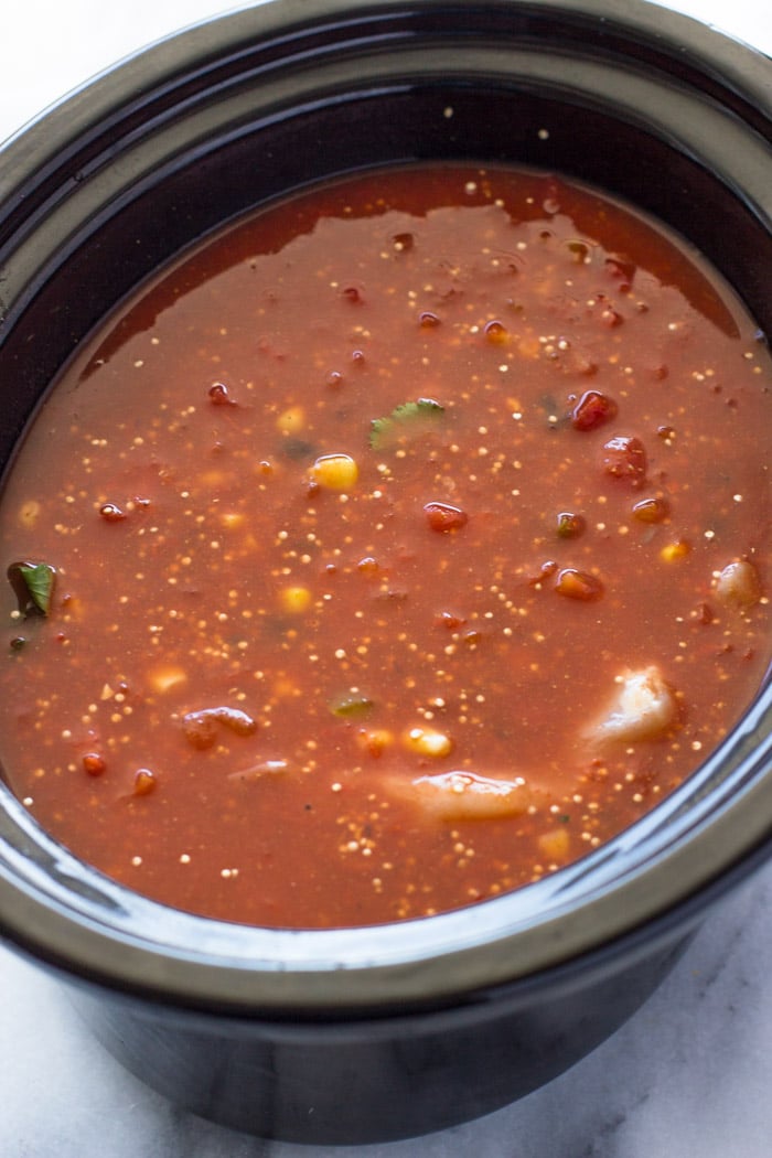 Slow Cooker Quinoa Chicken Chili