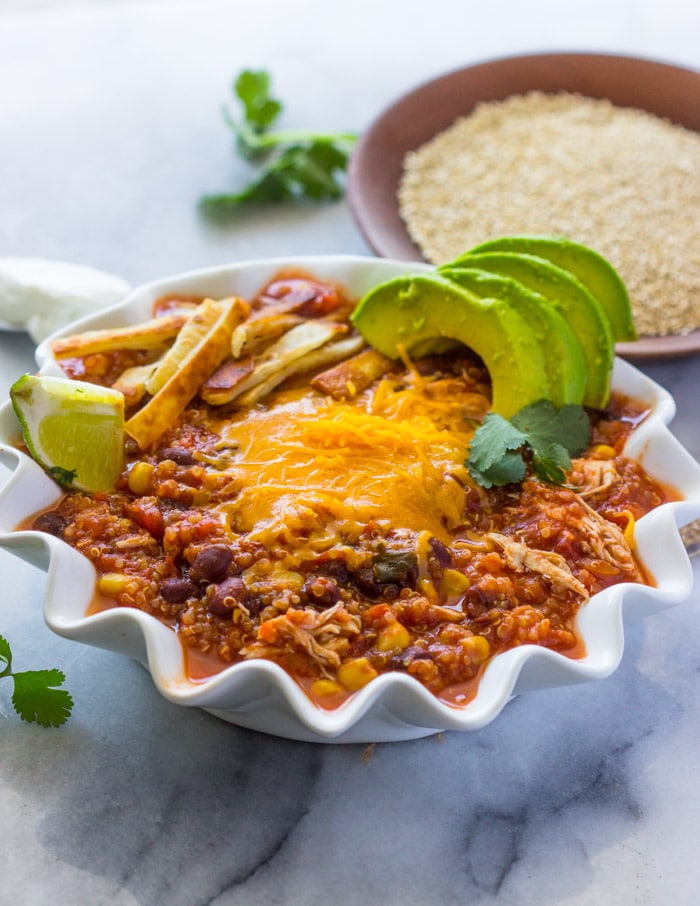 Slow Cooker Quinoa Chicken Chili