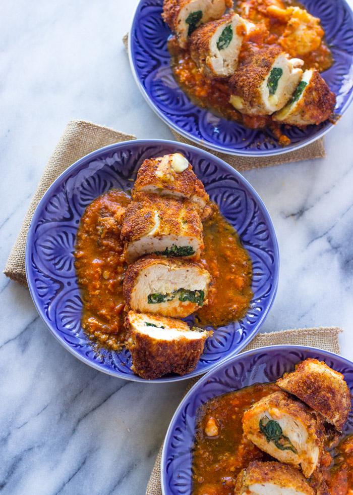 Breaded Chicken Breasts Stuffed with Spinach and Cheese #low-carb #Skinny #healthy