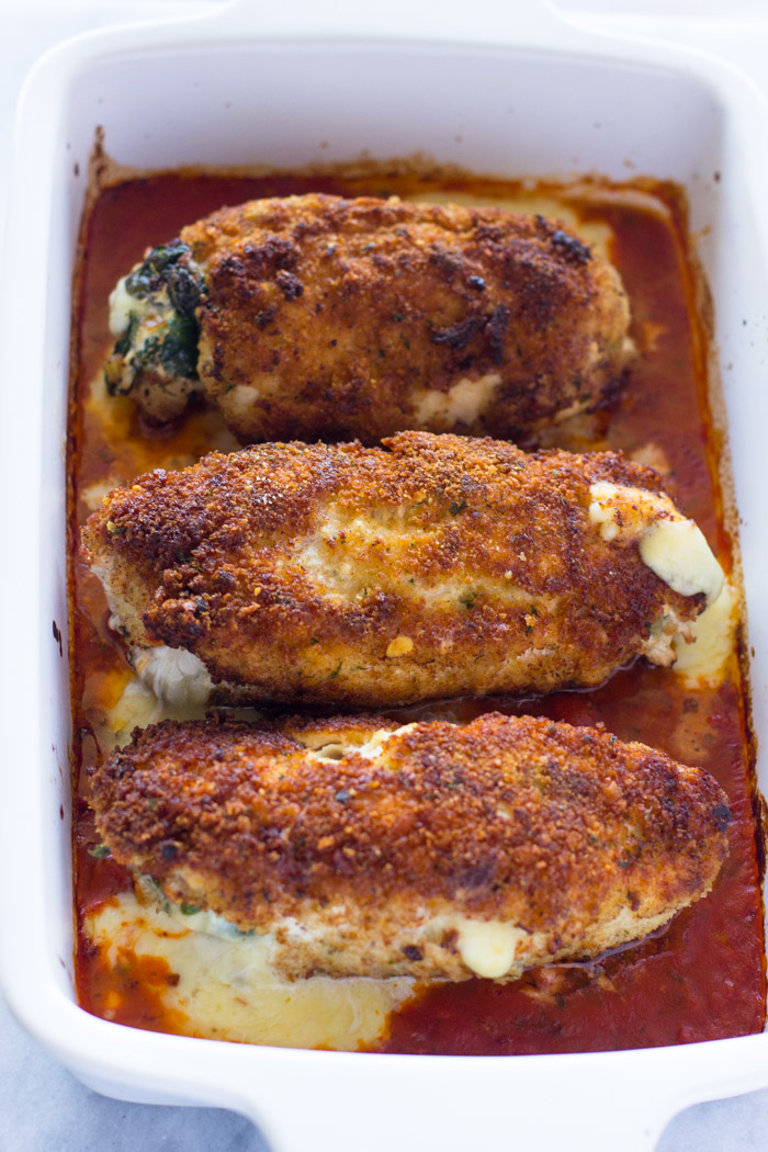 Breaded Chicken Breasts Stuffed with Spinach and Cheese #low-carb #Skinny #healthy