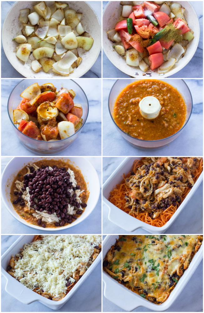 Tex-Mex Spiralized Sweet Potato & Chicken Casserole (Low-Carb, Healthy)