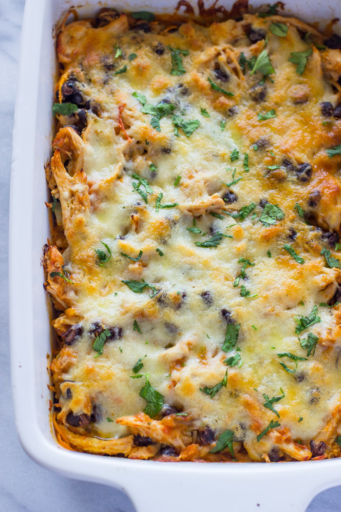 Tex-Mex Spiralized Sweet Potato & Chicken Casserole (Low-Carb, Healthy)