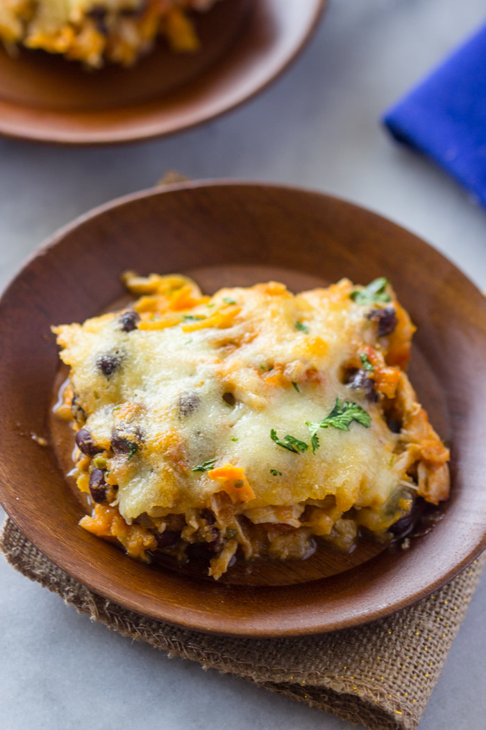 Tex-Mex Spiralized Sweet Potato & Chicken Casserole (Low-Carb, Healthy)
