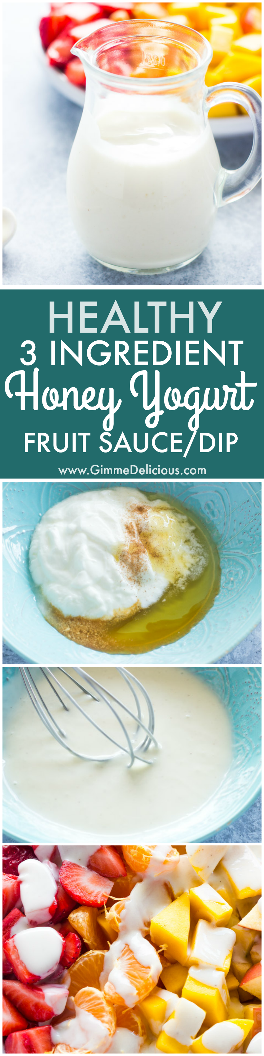 3 Ingredient Healthy Honey Yogurt Fruit Sauce / Dip
