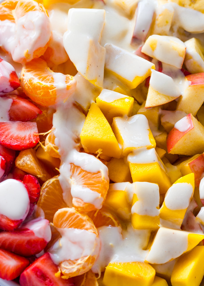 Fruit Salad with Healthy Honey Yogurt Sauce