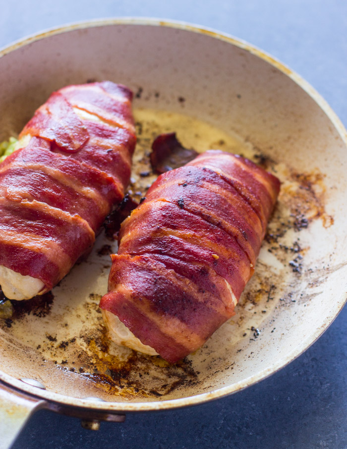 Bacon Wrapped Guacamole stuffed Chicken