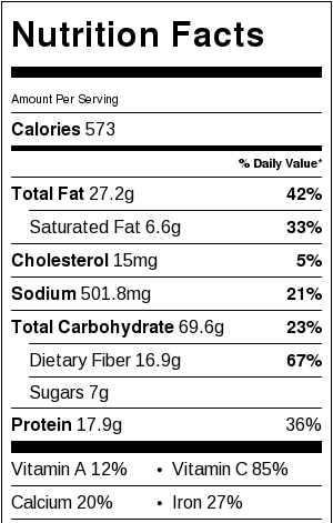 Quick Veggie and Rice Burritos Nutritional Facts