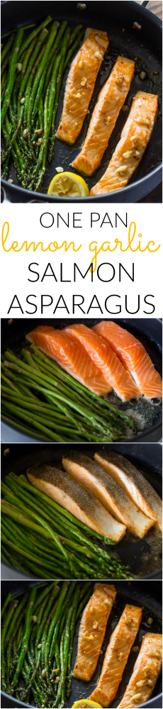 10 Minute One Pan Lemon Garlic Salmon and Asparagus