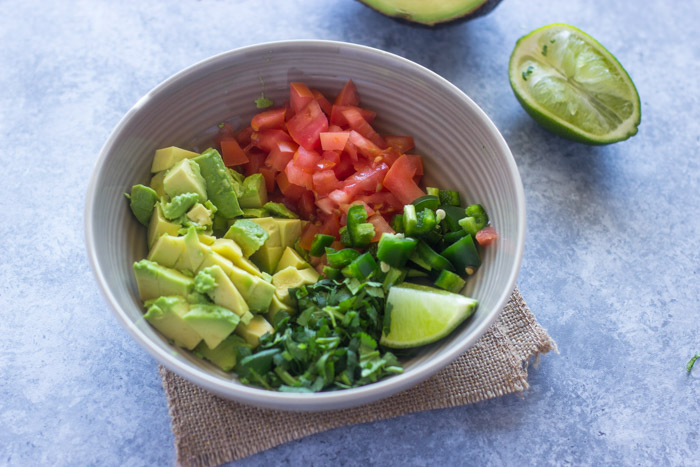 Spicy Shrimp Tacos with Avocado Salsa & Sour Cream Cilantro Sauce