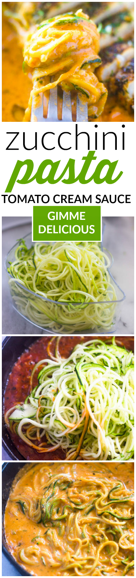 Quick Zucchini pasta with tomato cream sauce