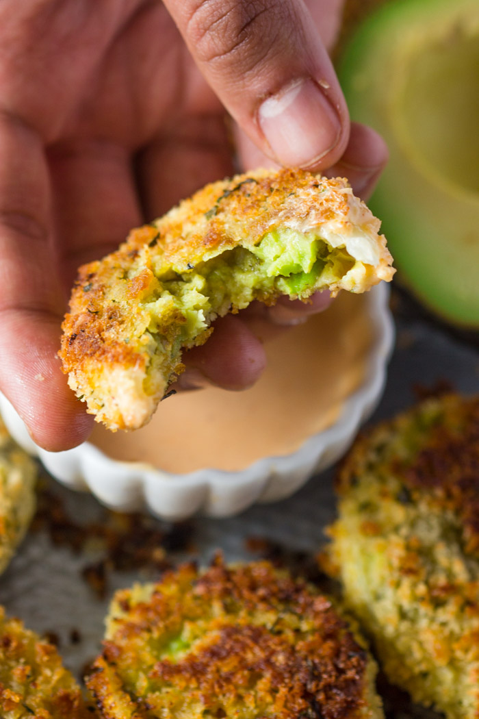 Baked Guacamole Stuffed Onion Rings with Chipotle Dipping Sauce