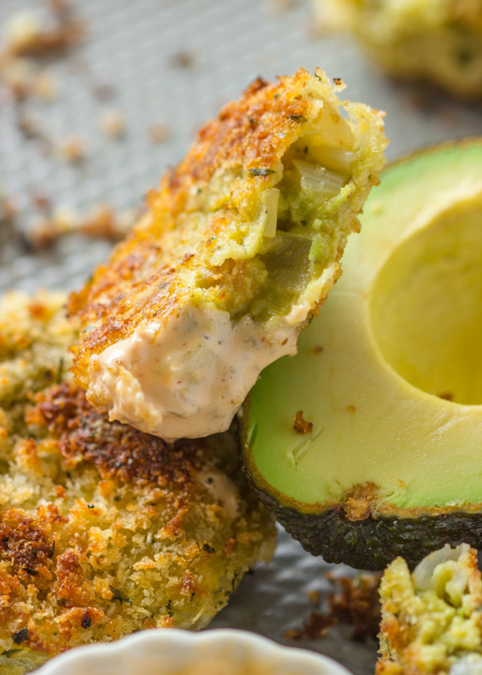 Baked Guacamole Stuffed Onion Rings with Chipotle Dipping Sauce