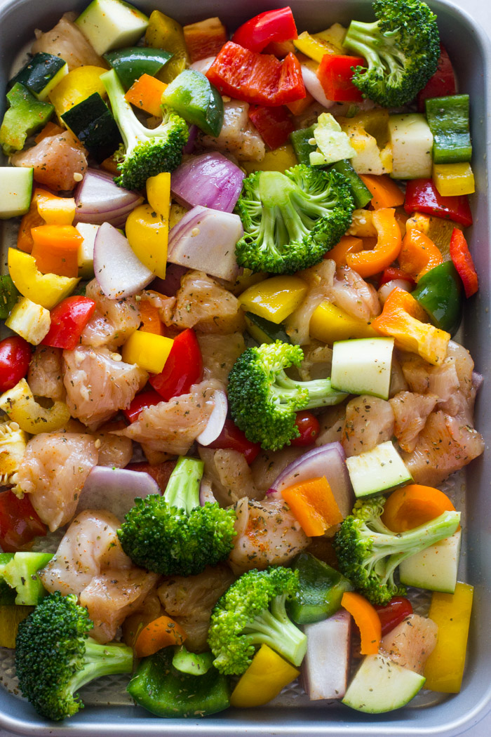 15 Minute Healthy Roasted Chicken and Veggies (One Pan)