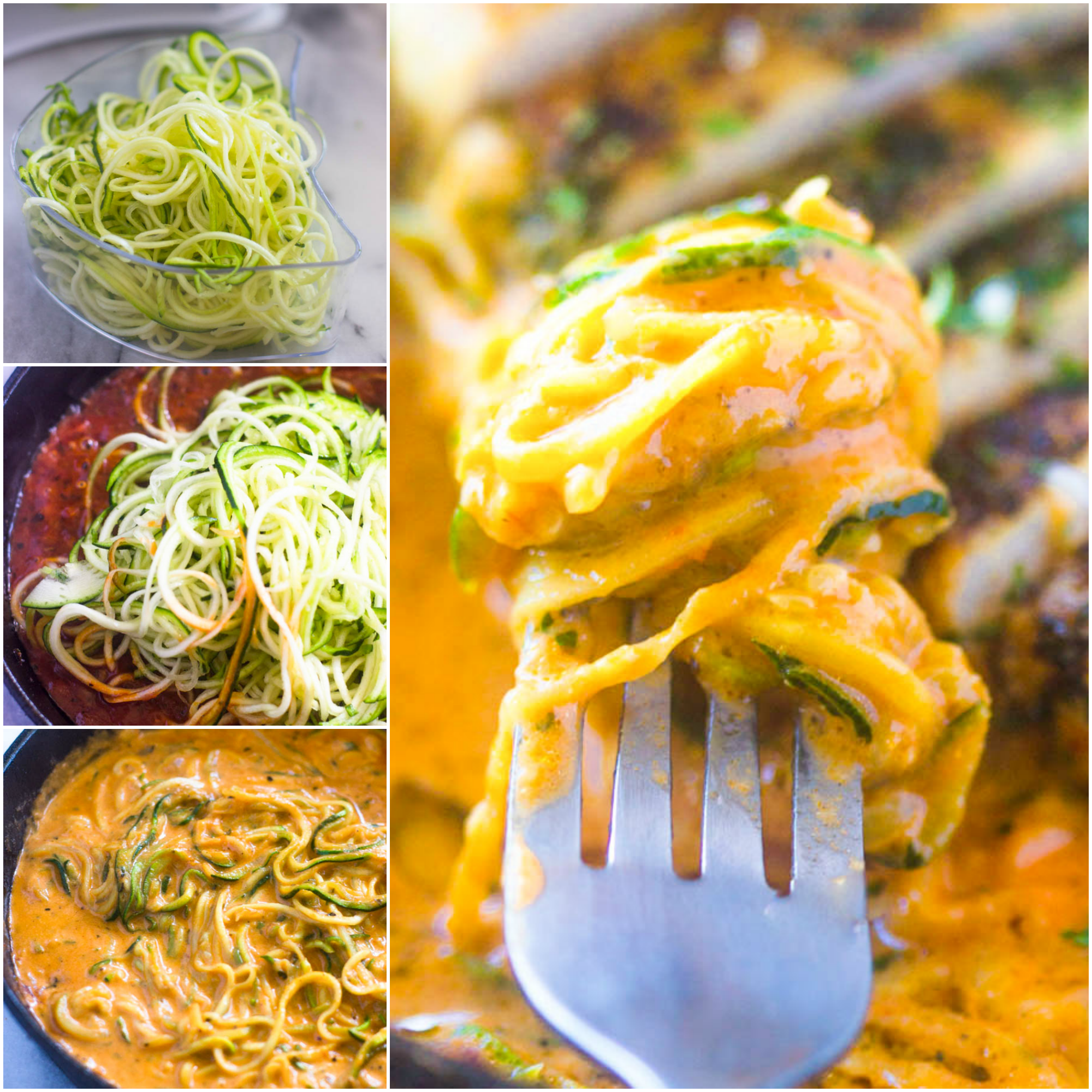 Quick Zucchini pasta with tomato cream sauce
