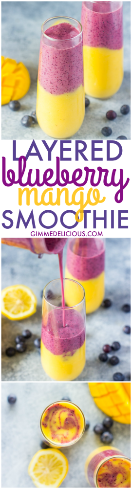 Layered Blueberry Mango Smoothies