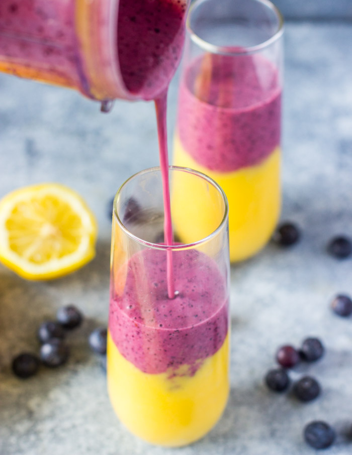 Layered Blueberry Mango Smoothies