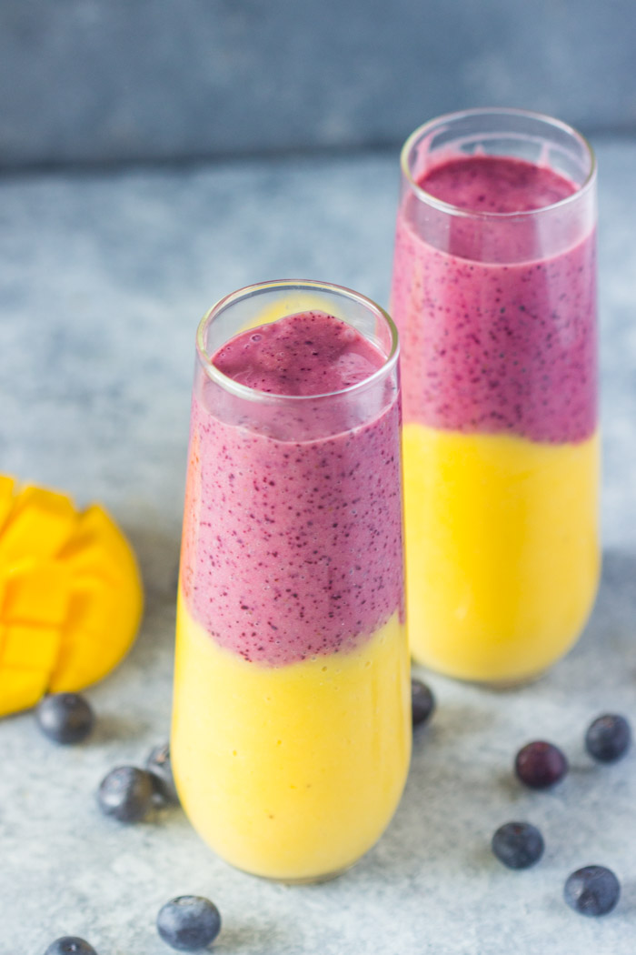 Layered Blueberry Mango Smoothies