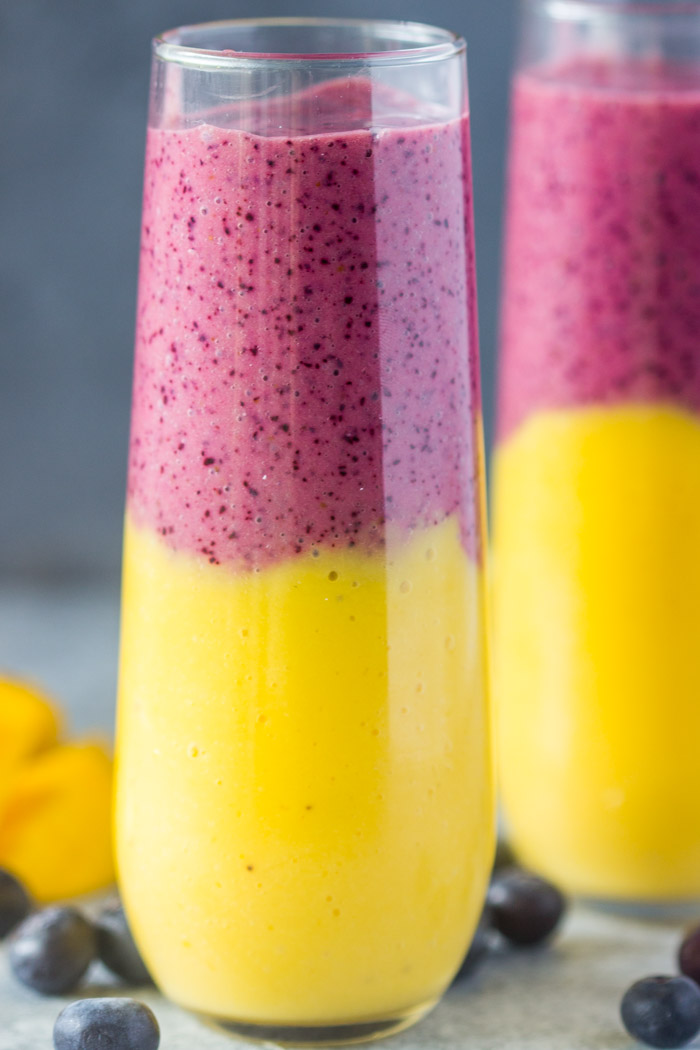 Layered Blueberry Mango Smoothies