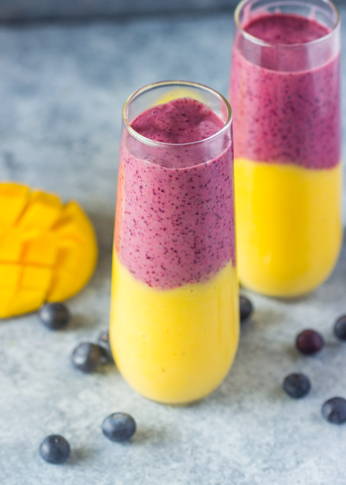 Layered Blueberry Mango Smoothies