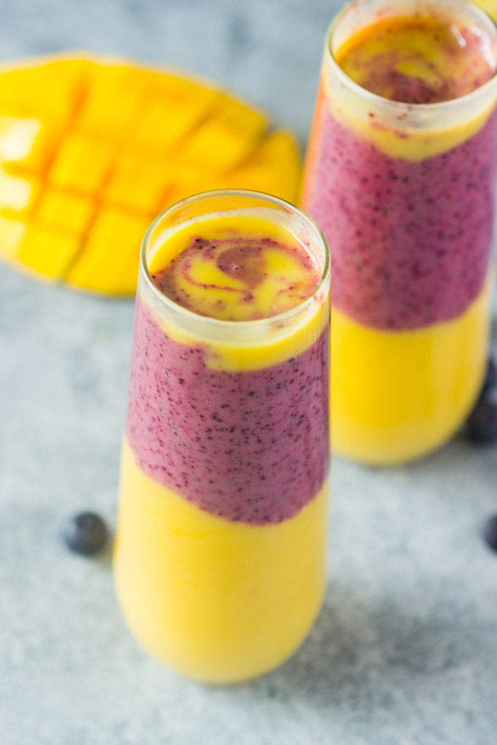 Layered Blueberry Mango Smoothies