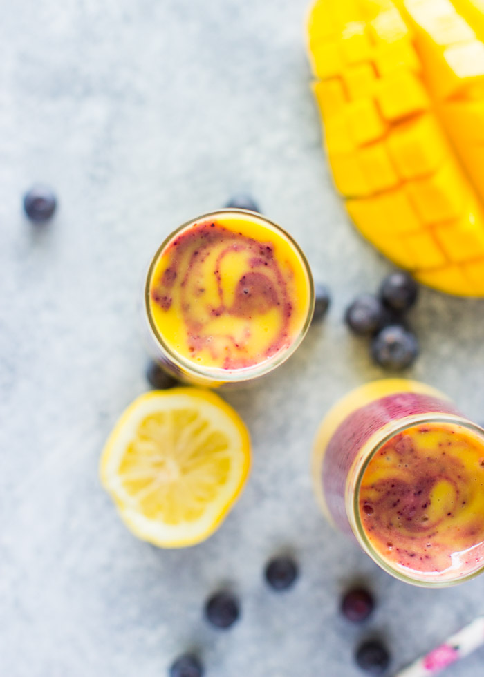 Layered Blueberry Mango Smoothies