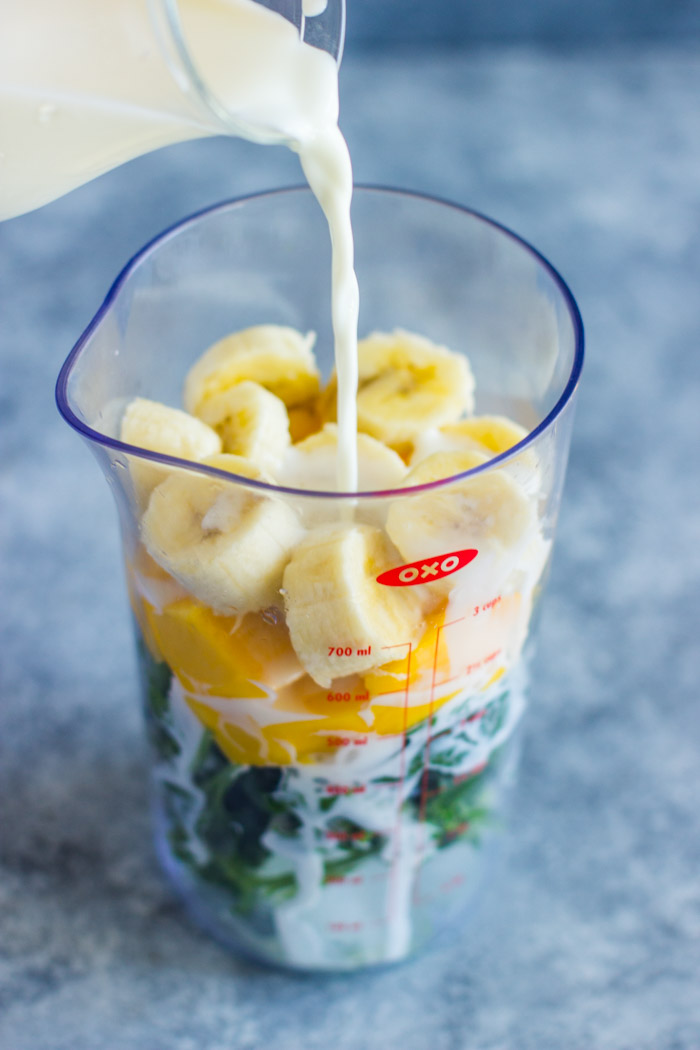 4 ingredient Spinach Mango Banana Green Smoothie