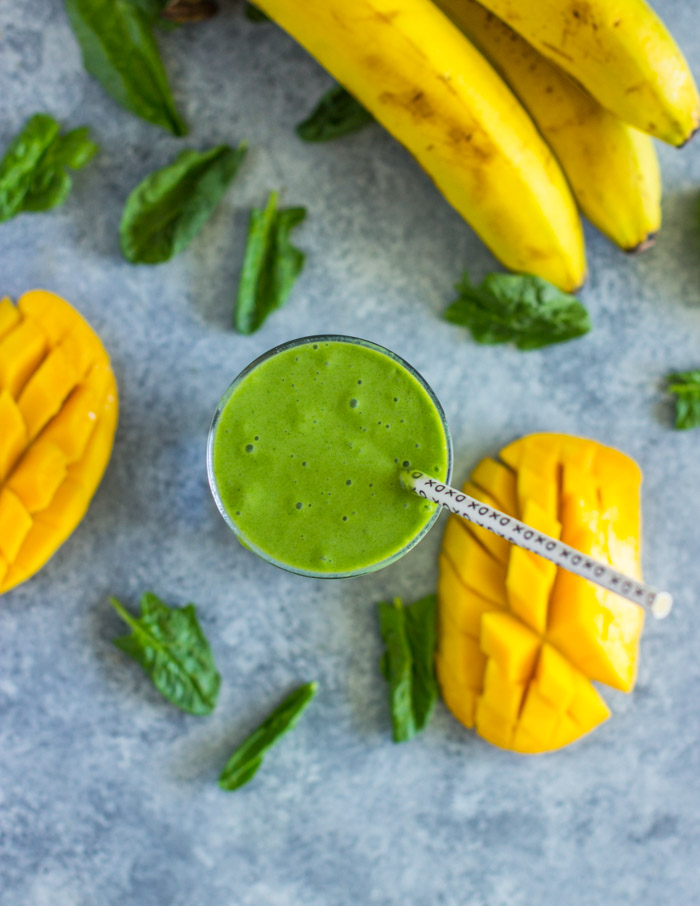 4 ingredient Spinach Mango Banana Green Smoothie