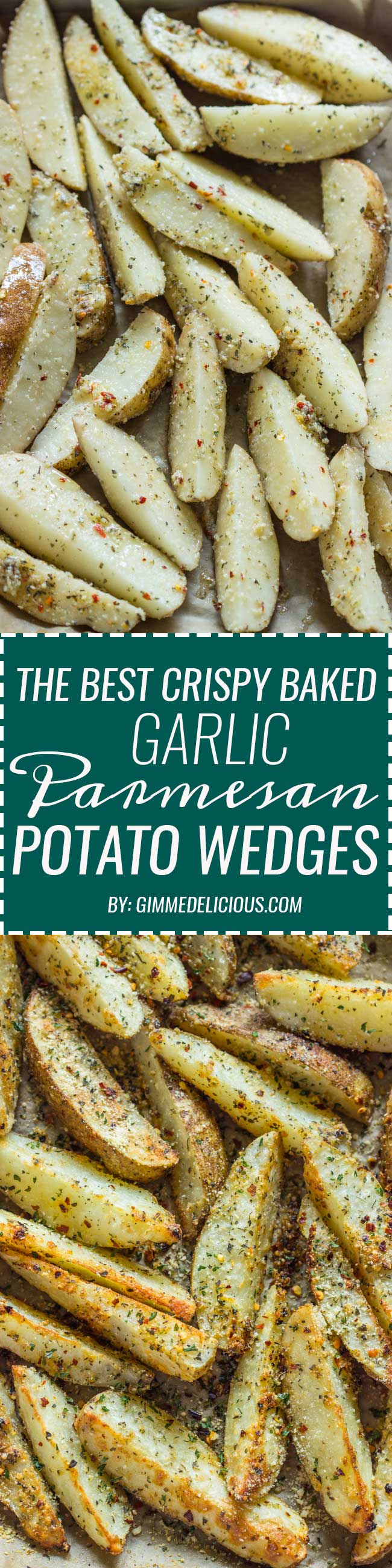 Crispy Baked Garlic Parmesan Potato Wedges