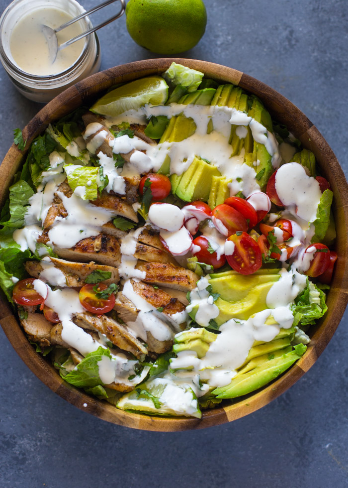 Chicken and Avocado Salad with Skinny Creamy Dressing