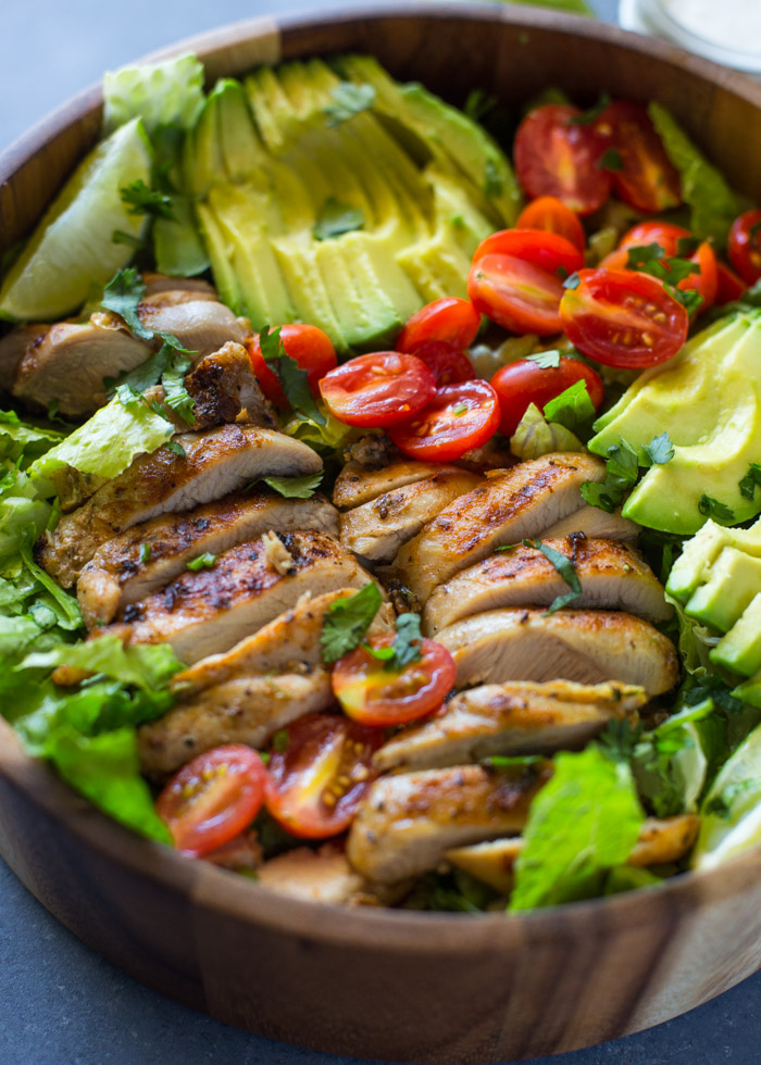 Chicken and Avocado Salad with Skinny Creamy Dressing