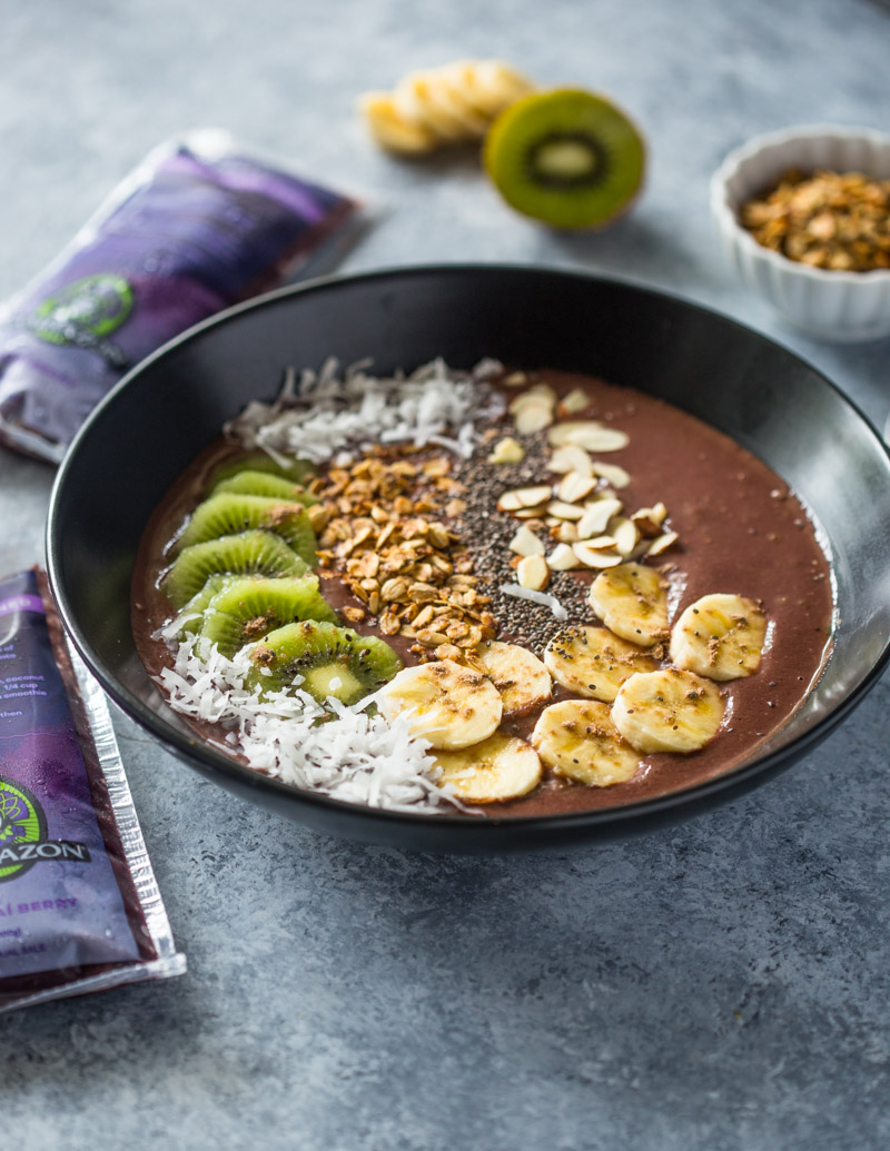 Chocolate Banana Acai Smoothie Bowls