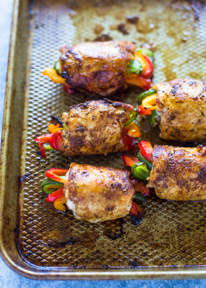 Healthy Baked Chicken Fajita Roll-Ups