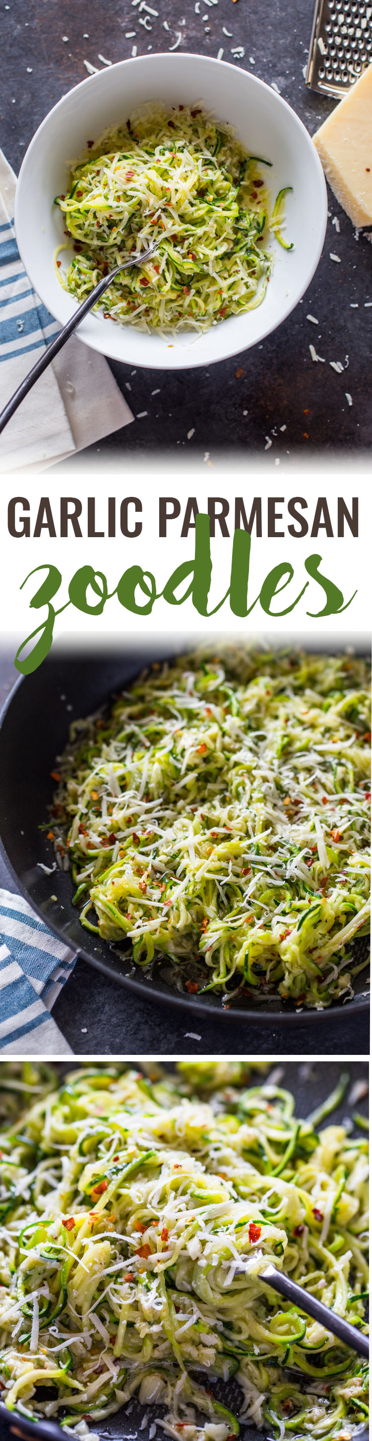 Garlic Parmesan Zoodles (4 Ingredient, 10 min)